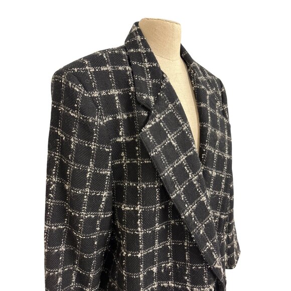 Vintage Alfred Dunner Womens Wool Blazer 42/22W Black & White Checkered - Picture 5 of 12
